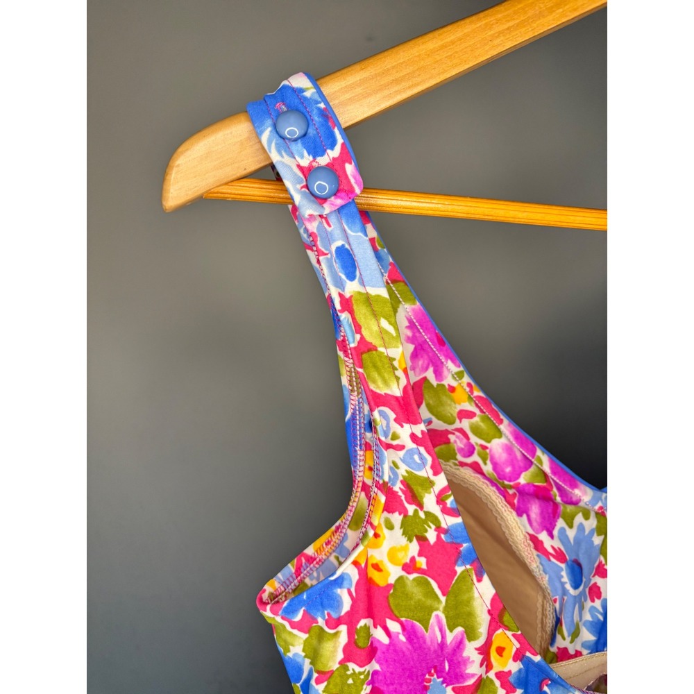 Vintage Floral Swim Dress Cottagecore Retro Skirted One Piece 12 - Picture 4 of 6